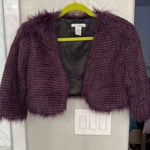 Cute Purple & Black faux fur short Jacket